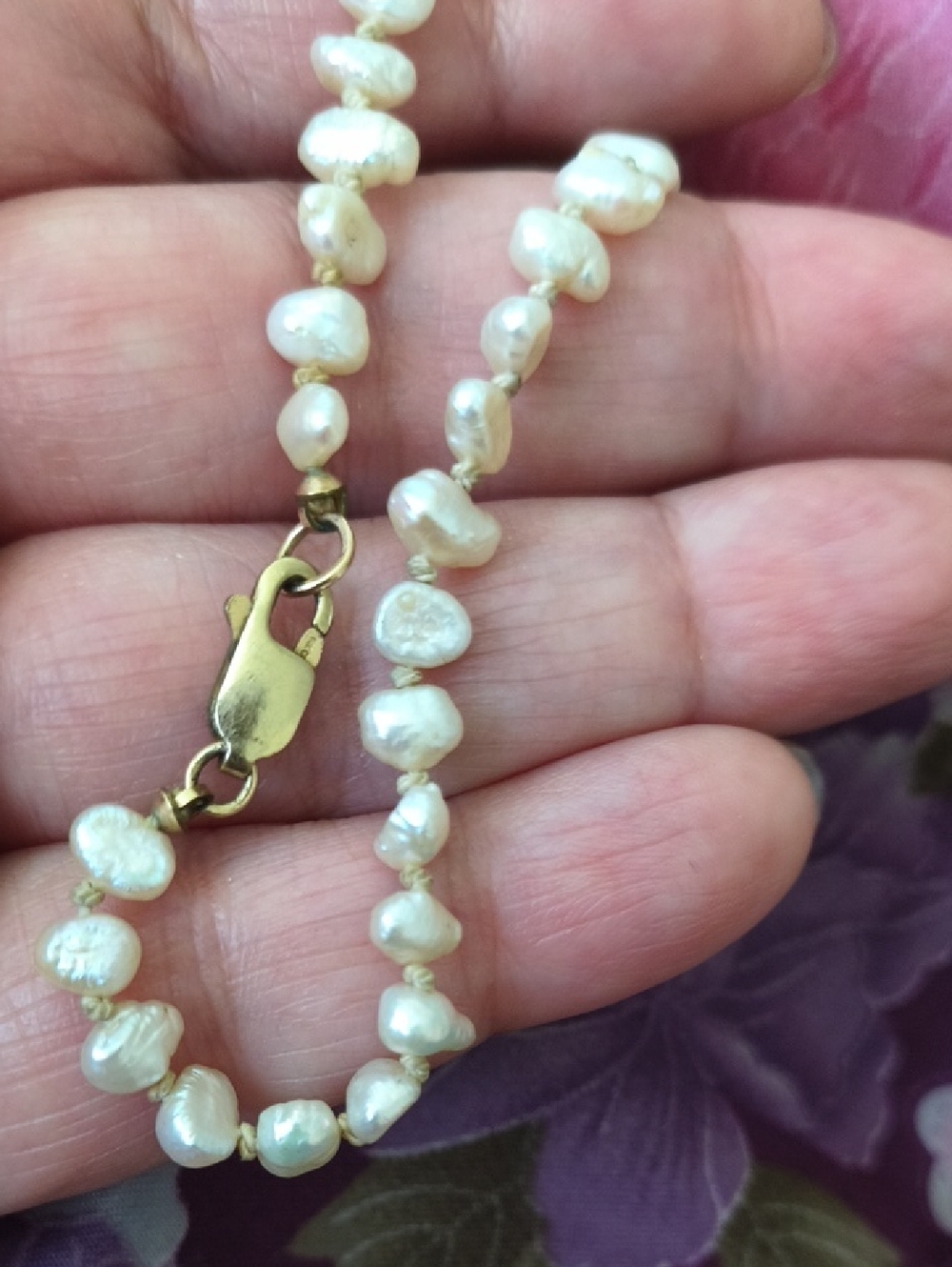 Beautiful Vintage 14K & Natural Pearl Bracelet 7"